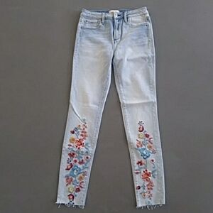 DRIFTWOOD Light Wash Floral Embroidered Jackie High Rise Skinny Jeans